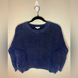 Demylee New York Faded Navy Blue Câble cropped Sweater